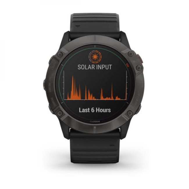 Часы Garmin Fenix 6X Pro Solar титановый серый DLC с черным ремешком