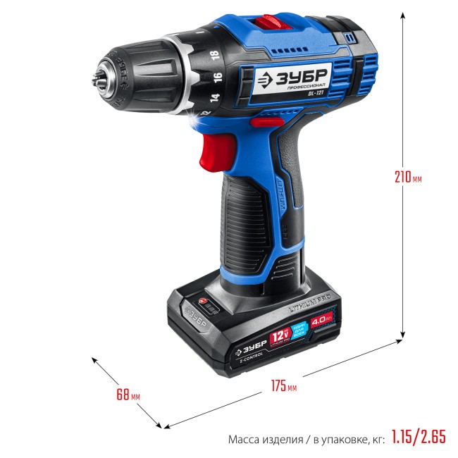 Дрель-шуруповерт DL-121-42 ЗУБР 2 АКБ