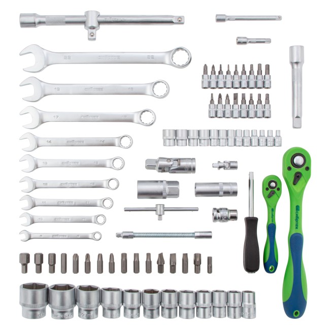 Набор инструментов 1/2", 1/4" CrV 82 предмета Сибртех