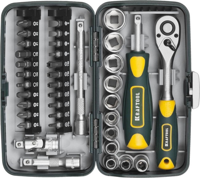 KRAFTOOL X-Drive 38, 38 предм., универсальный набор инструмента (27970-H38) KRAFTOOL X-Drive 38, 38 предм., универсальный набор инструмента (27970-H38)