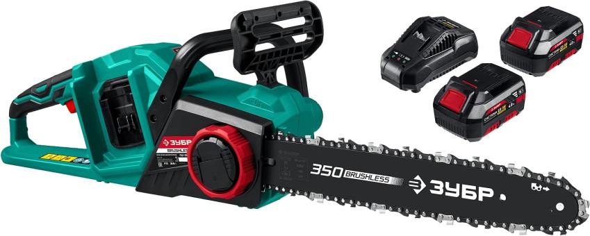 Цепная пила бесщеточная ПЦЛ-3635-42, шина 350 мм ЗУБР 2 АКБ