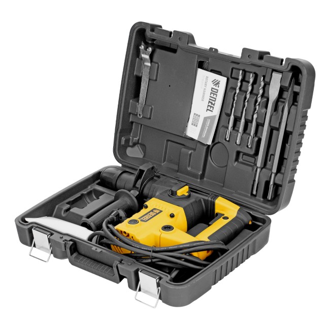 Перфоратор электрический RHVB-1100-26, SDS-plus, 1100 Вт, 4 Дж, 4 реж. Denzel Перфоратор электрический RHVB-1100-26, SDS-plus, 1100 Вт, 4 Дж, 4 реж. Denzel