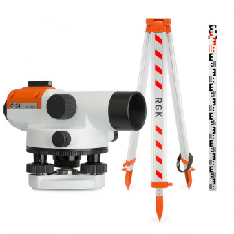 Комплект оптический нивелир RGK C-24 + штатив S6-N + рейка AMO S3