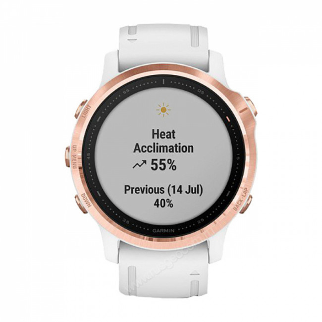 Часы Garmin Fenix 6S Pro розовое золото с белым ремешком