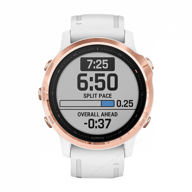 Часы Garmin Fenix 6S Pro розовое золото с белым ремешком