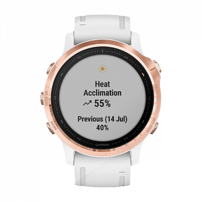 Часы Garmin Fenix 6S Pro розовое золото с белым ремешком