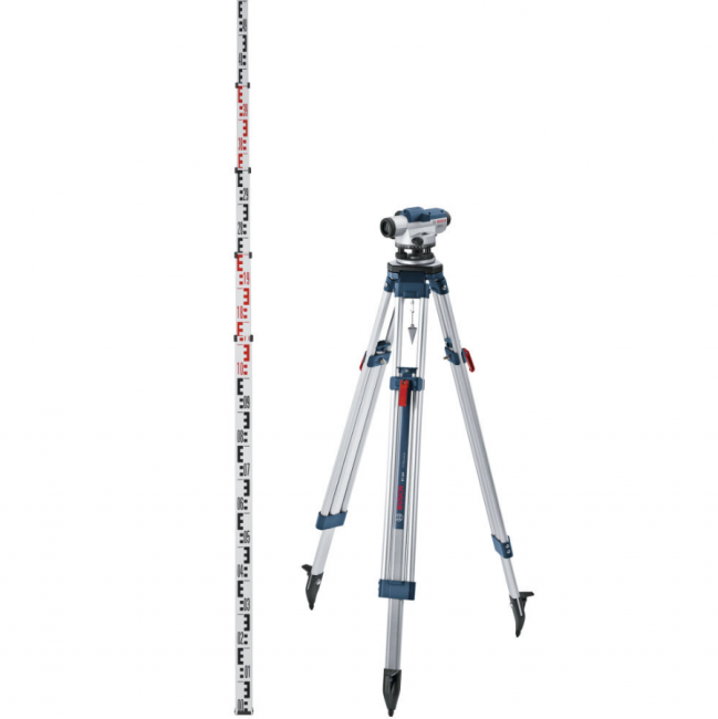 Комплект оптический нивелир Bosch GOL 20 D штатив рейка - 3 в 1