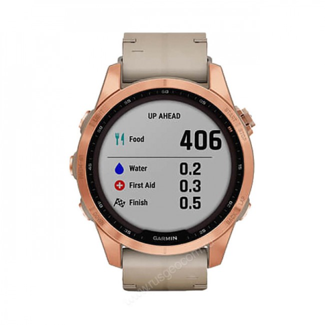 Часы Garmin Fenix 7S Sapphire Solar титановый цвета розовое золото с песчаным кожаным ремешком Часы Garmin Fenix 7S Sapphire Solar титановый цвета розовое золото с песчаным кожаным ремешком