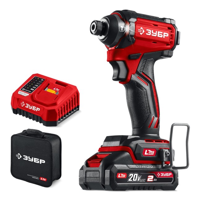 Бесщеточный ударный винтоверт ВБУ-180-21 ЗУБР 20 В, 180 Н·м, 1 АКБ LMS (2 А·ч)