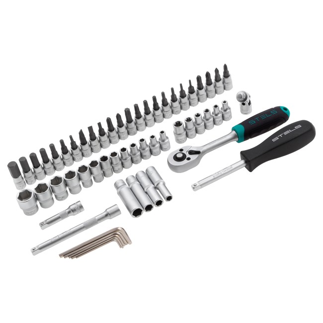 Набор инструментов, 1/4", CrV 57 предметов Stels