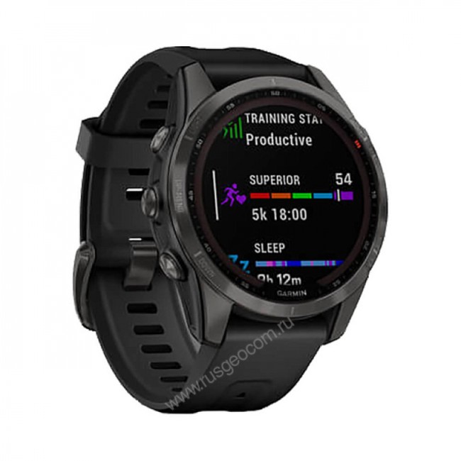 Часы Garmin Fenix 7S Sapphire Solar титановый угольно-серый DLC с силиконовым ремешком Часы Garmin Fenix 7S Sapphire Solar титановый угольно-серый DLC с силиконовым ремешком