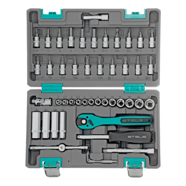 Набор инструментов 1/4", Cr-V 47 предметов Stels