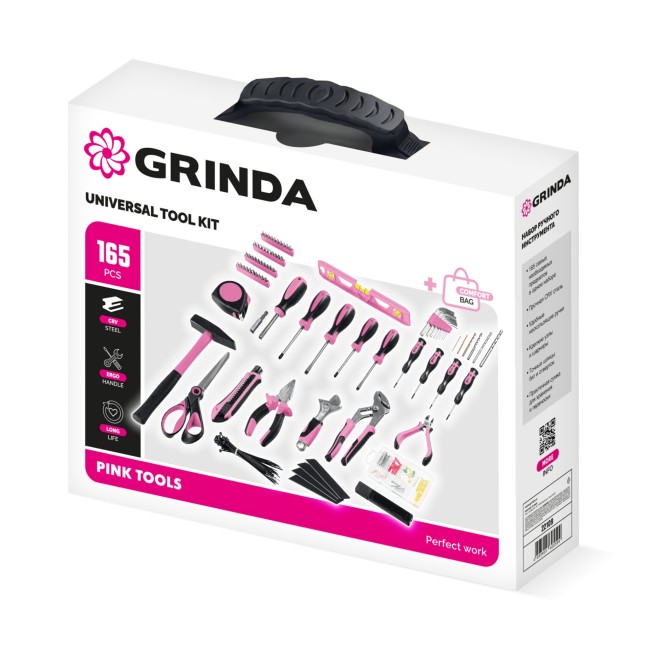 Универсальный набор инструмента GRINDA Pink Force 165 предм (22109) Универсальный набор инструмента GRINDA Pink Force 165 предм (22109)
