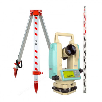 Комплект теодолит RGK T-20 (лазерный отвес) штатив рейка - 3 в 1